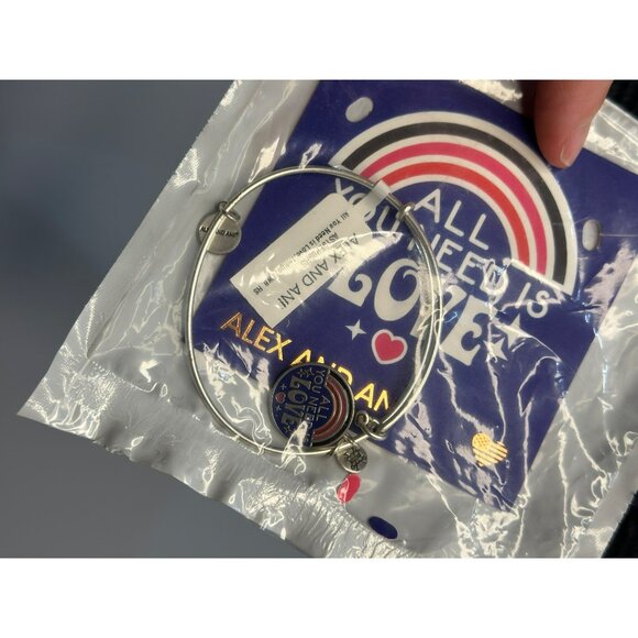 NEW Alex & Ani Silver-Tone "All You Need Is Love" Charm Bangle Indigo Accents - Picture 2 of 4